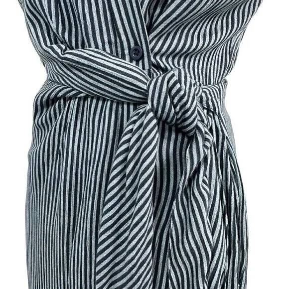 Garnet Hill Anya Tie-Front Crêpe Dress Size 0 Stripes - Picture 11 of 12